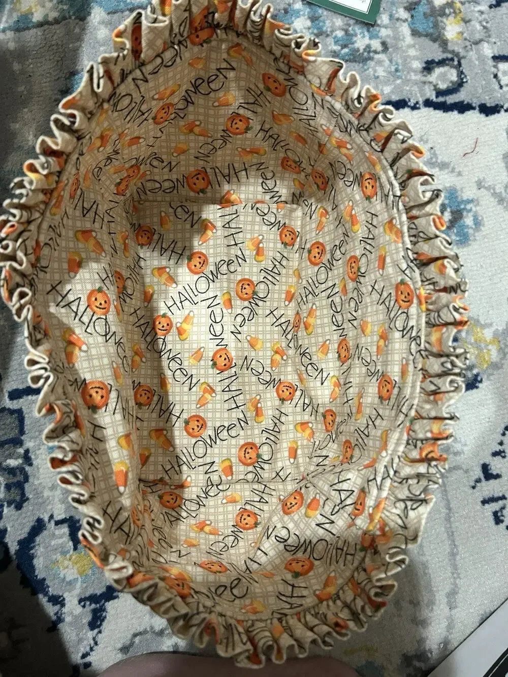 Longaberger Halloween Basket Liner For Spring Boo Pumpkin Candy Corn